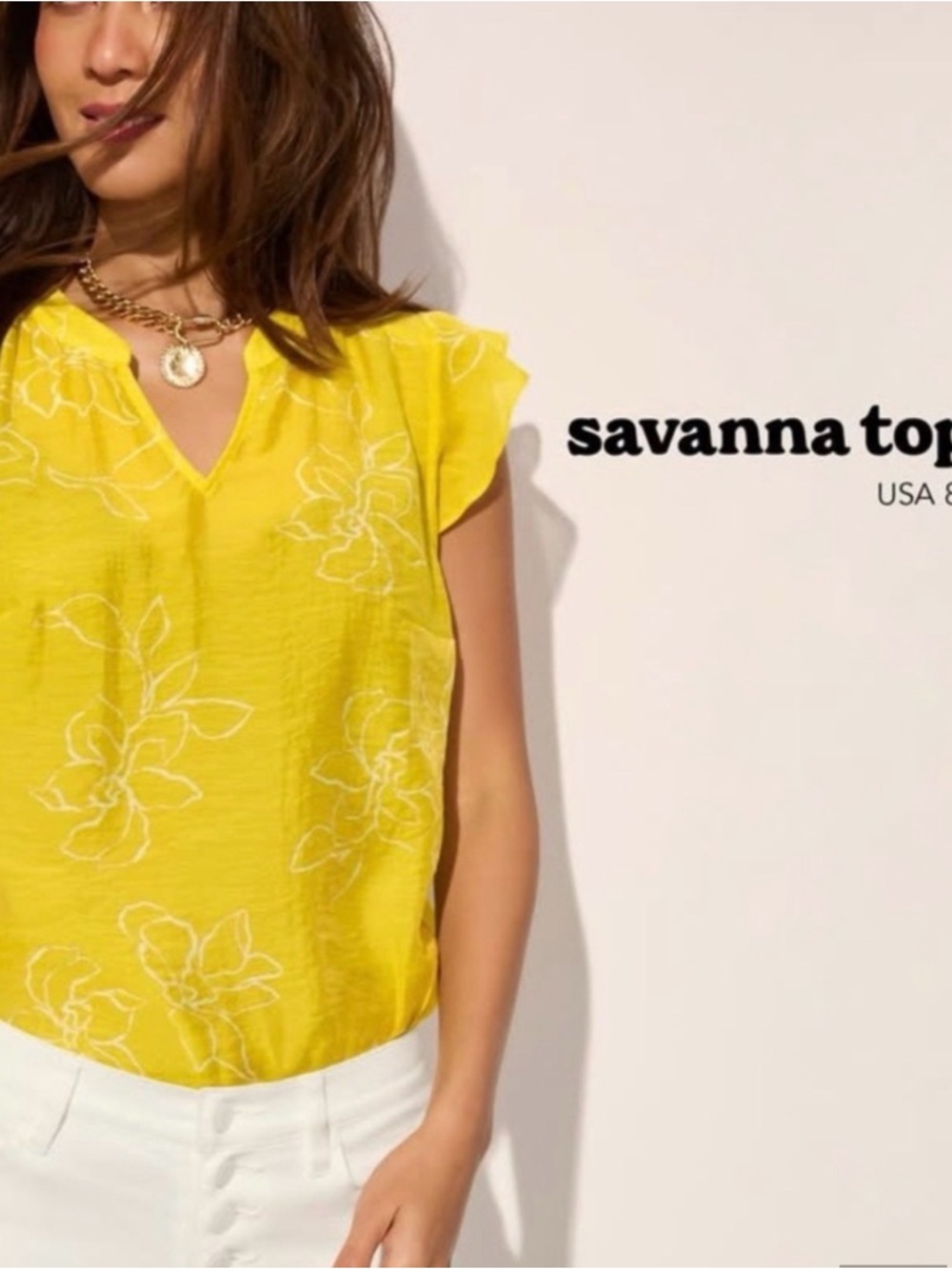 NWT CAbi Yellow Floral Savanna Top Medium